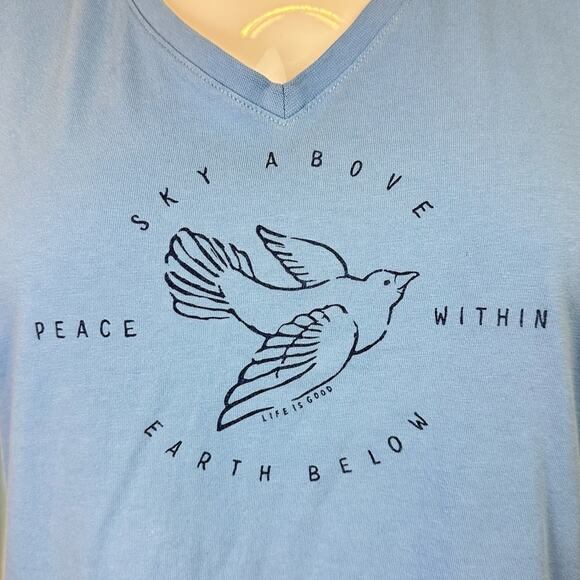 Life is Good Classic Fit Crusher Tee Size XL Blue Made in Peru - Picture 3 of 7